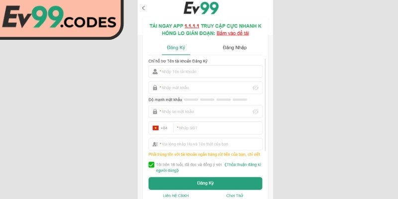 Điền thông tin cá nhân để hoàn tất thủ tục tạo tài khoản